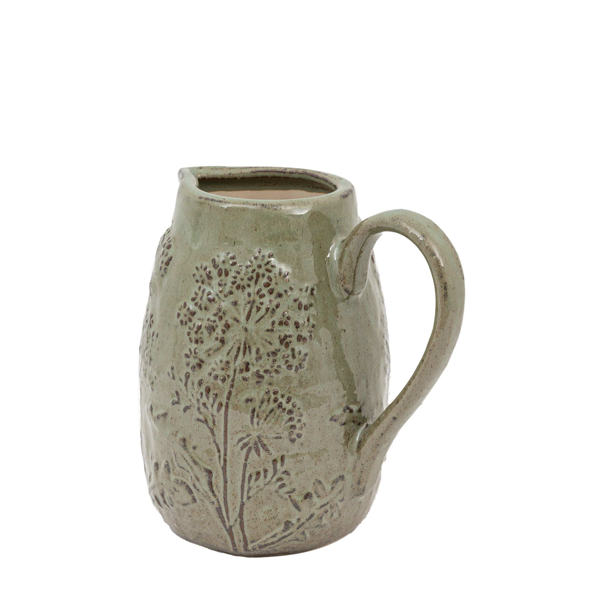 Bodhi Accessories Springs Embossed Ceramic Jug Sage House of Isabella UK