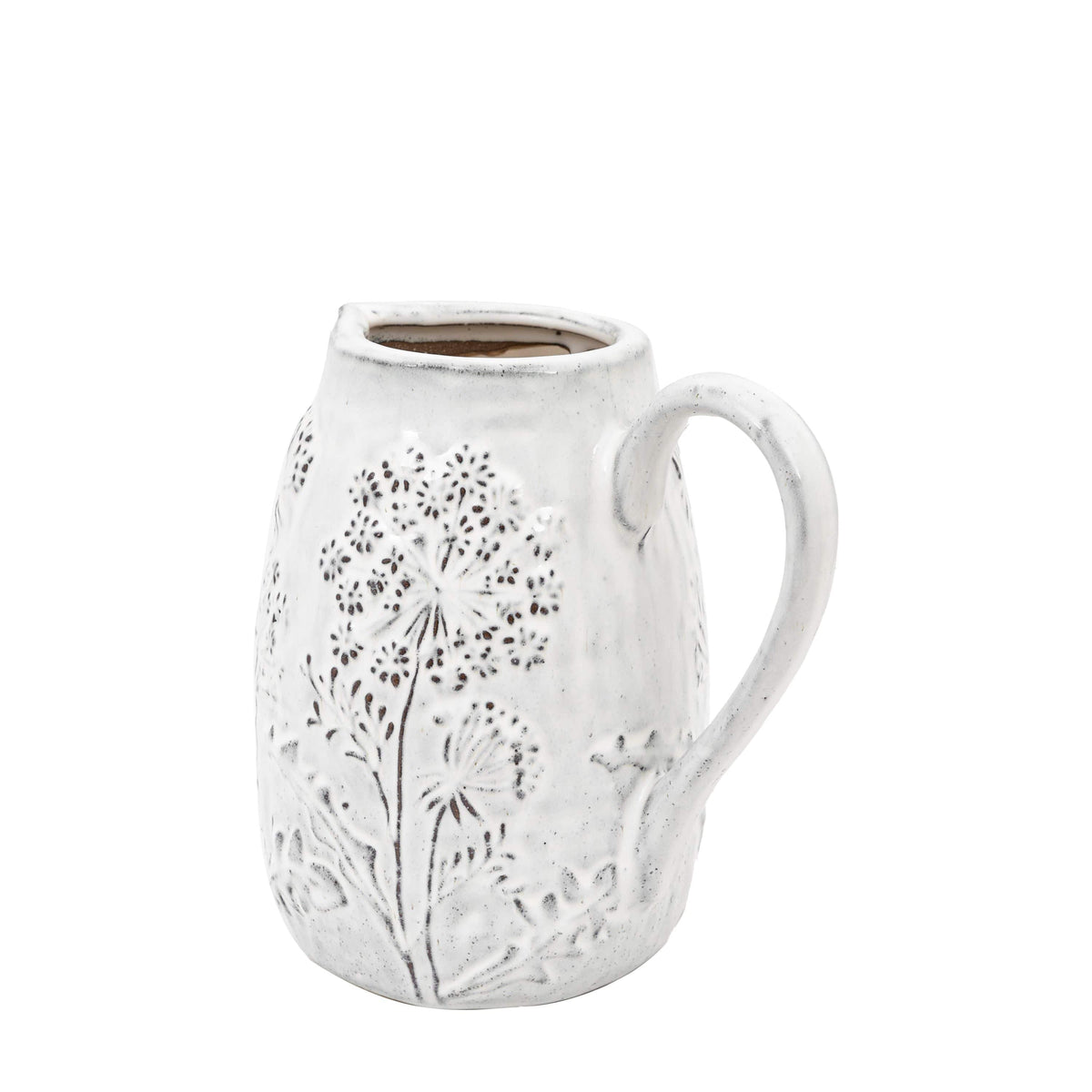 Bodhi Accessories Springs Embossed Ceramic Jug Stone House of Isabella UK