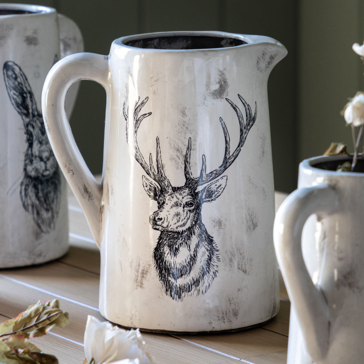 Stag Pitcher Vase Large Distressed.