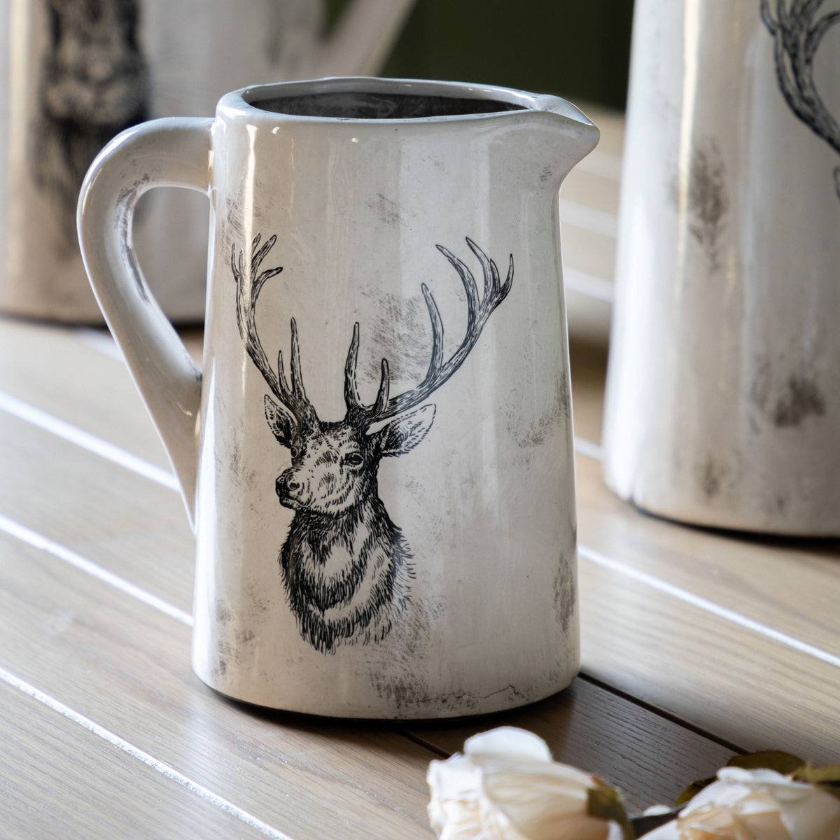 Stag Pitcher Vase Medium Distressed.