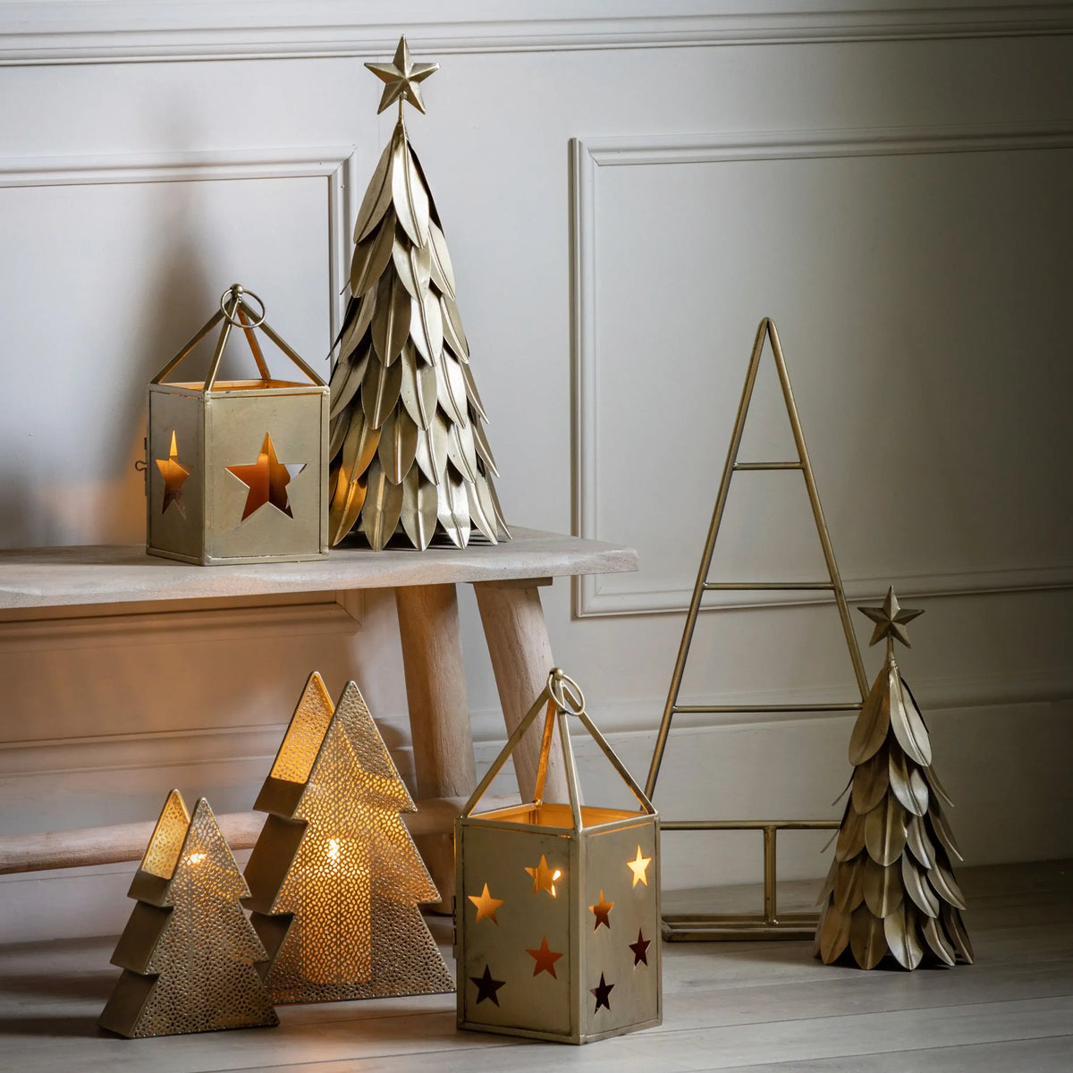 Bodhi Accessories Starry Lantern Large Antique Gold House of Isabella UK