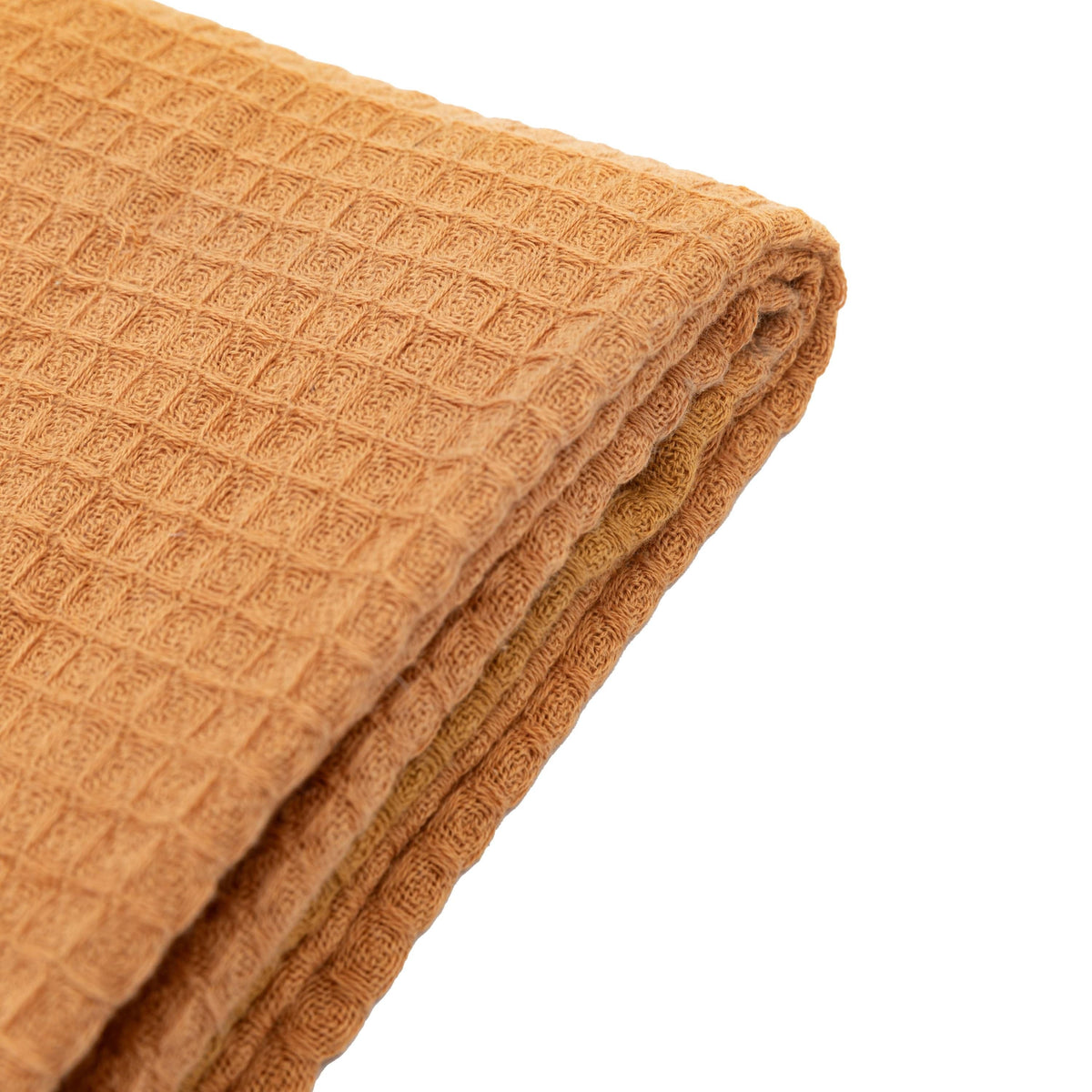 Bodhi Accessories Stitched Border Waffle Throw Apricot House of Isabella UK