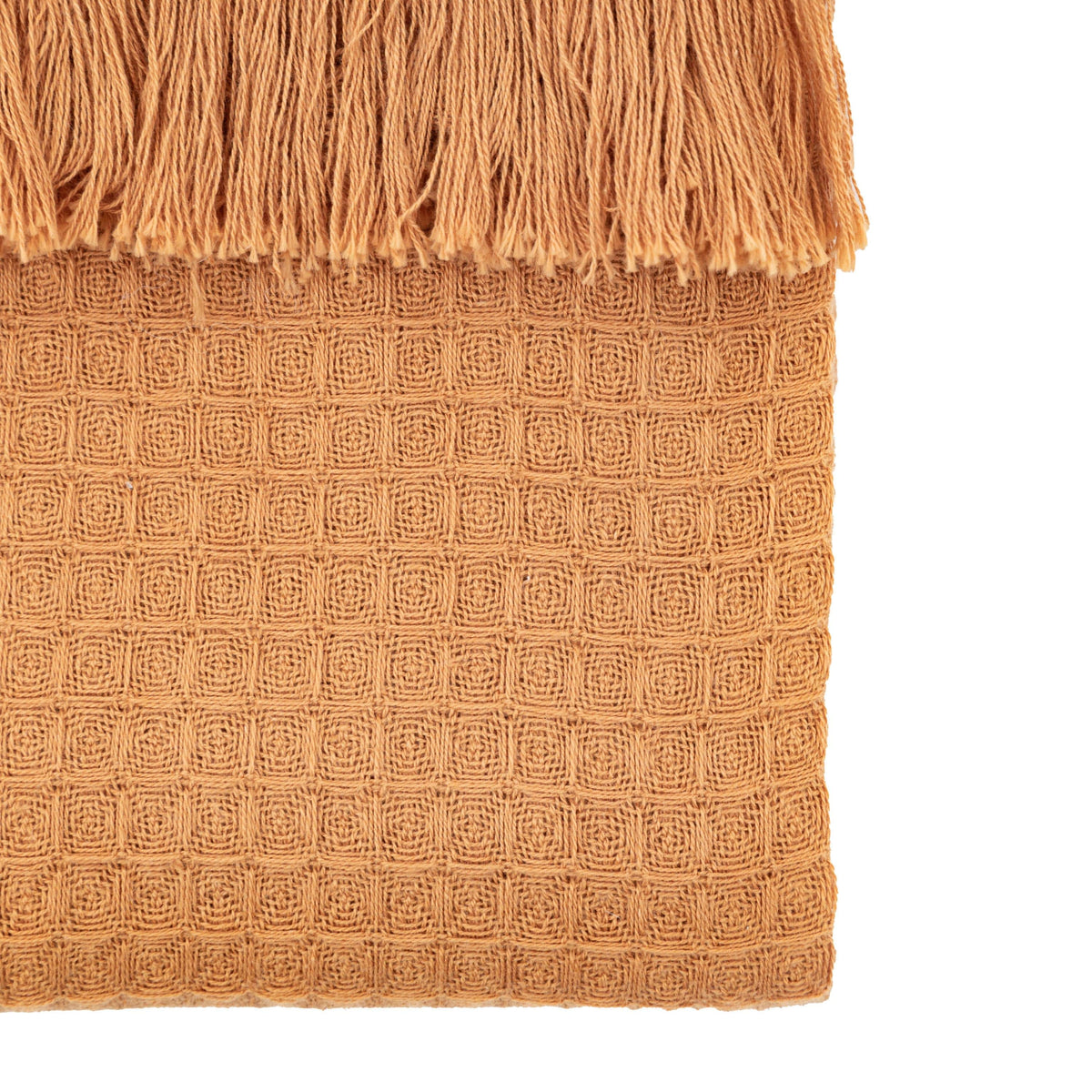 Bodhi Accessories Stitched Border Waffle Throw Apricot House of Isabella UK