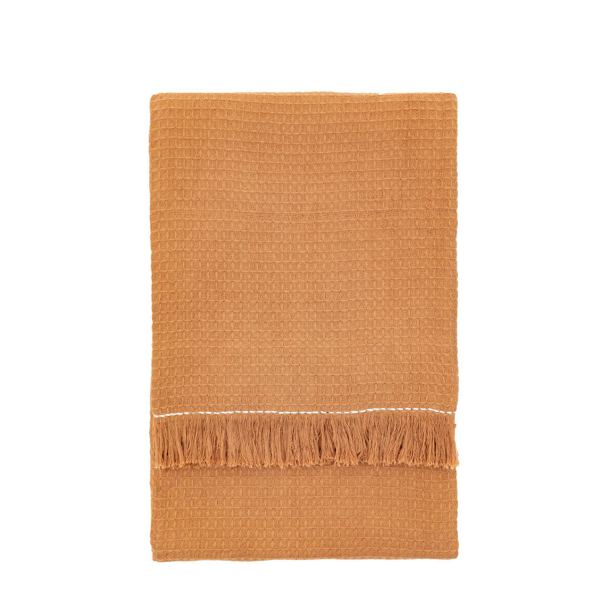 Bodhi Accessories Stitched Border Waffle Throw Apricot House of Isabella UK