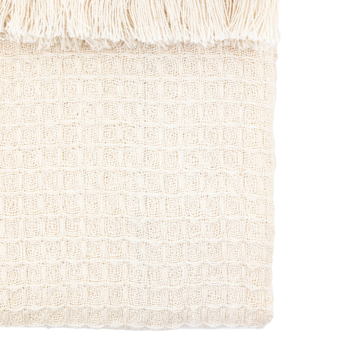 Bodhi Accessories Stitched Border Waffle Throw Cream House of Isabella UK