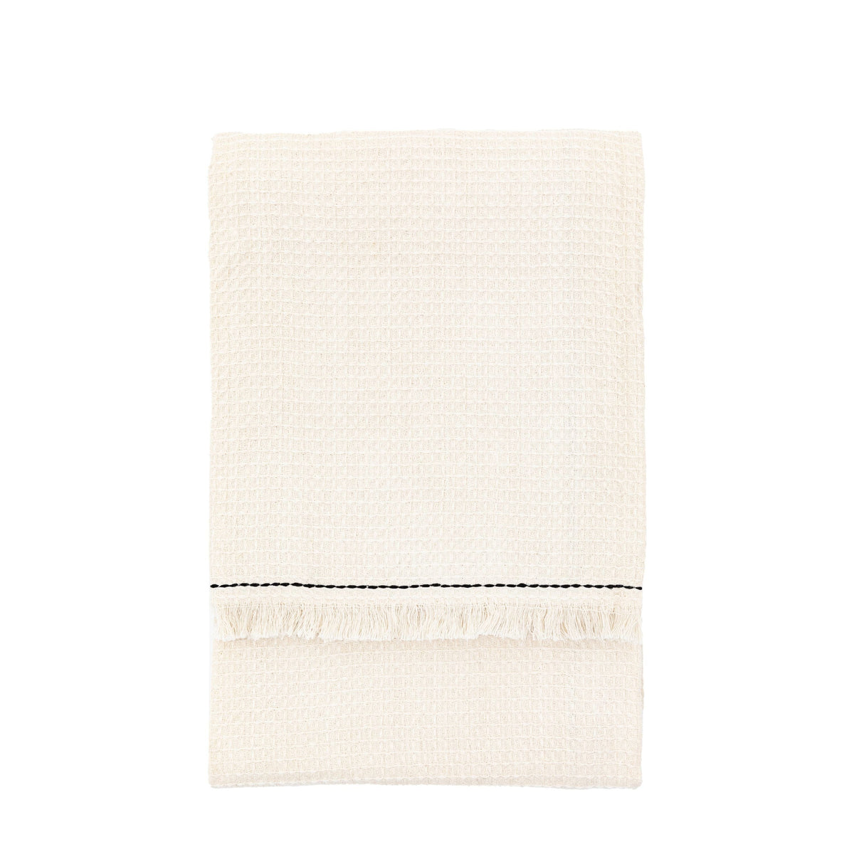 Bodhi Accessories Stitched Border Waffle Throw Cream House of Isabella UK