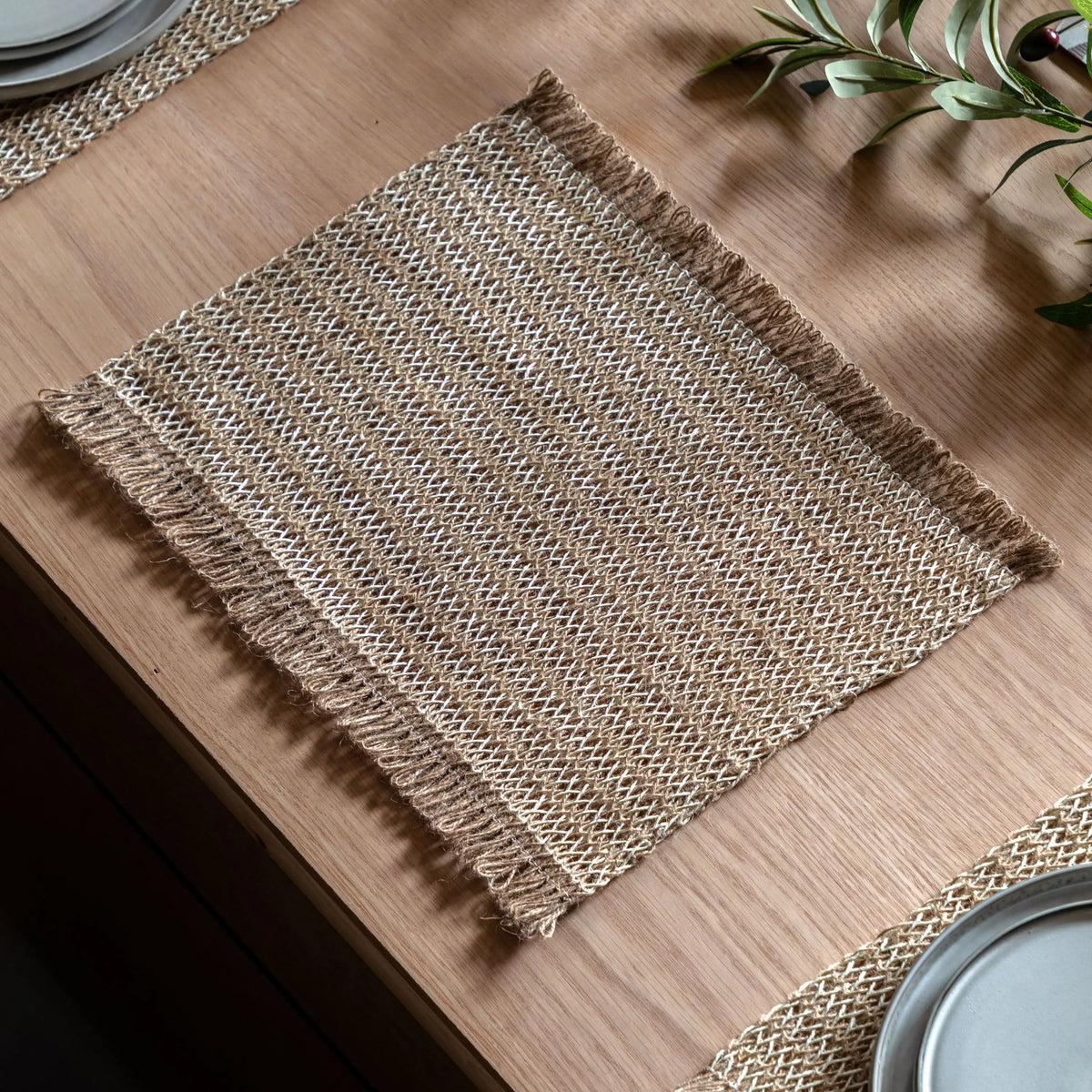 Bodhi Accessories Striped Jute Placemats 4pk House of Isabella UK