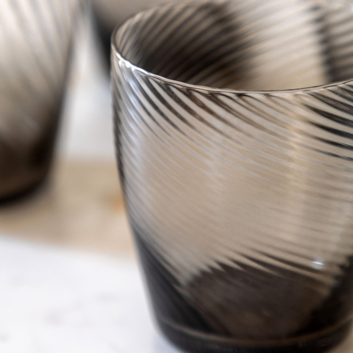 Bodhi Accessories Swirl Tumbler Glass Smoked Grey 4pk House of Isabella UK