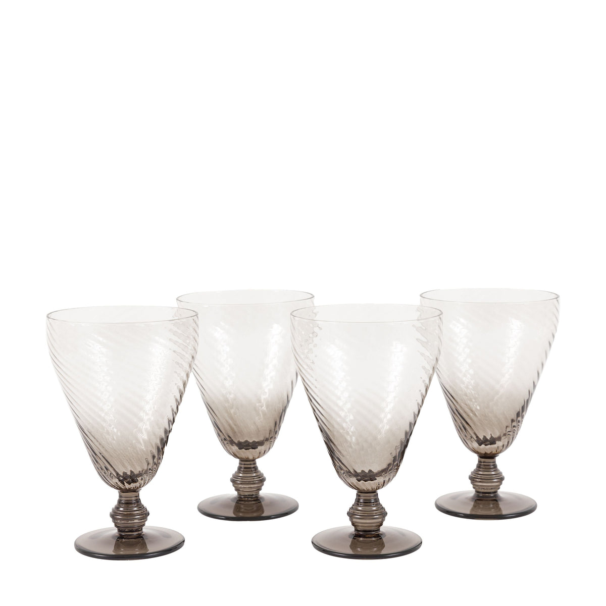 Bodhi Accessories Swirl Wine Glass Smoked Grey 4pk House of Isabella UK