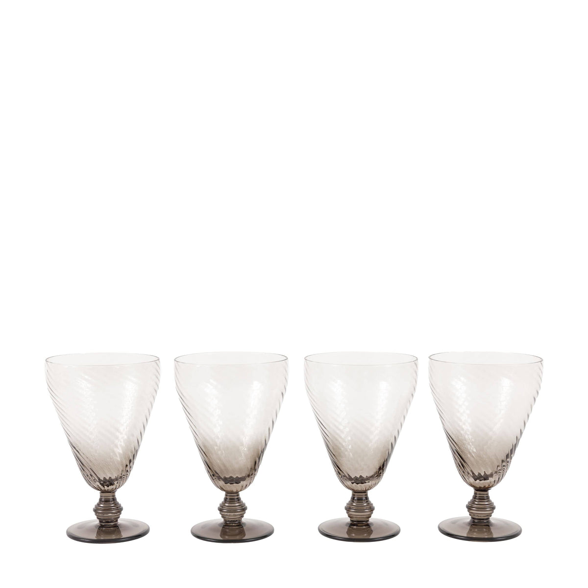 Bodhi Accessories Swirl Wine Glass Smoked Grey 4pk House of Isabella UK