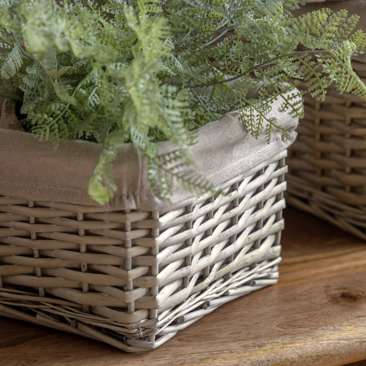 Bodhi Accessories Sylva Square Lined Basket Grey Set of 3 House of Isabella UK