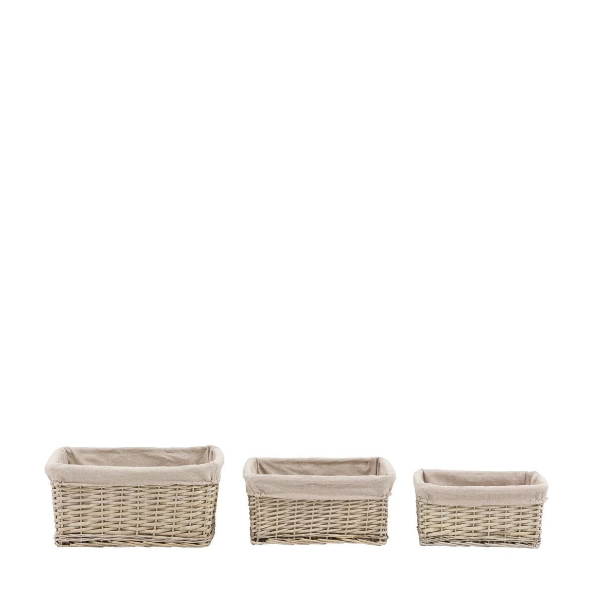 Bodhi Accessories Sylva Square Lined Basket Grey Set of 3 House of Isabella UK
