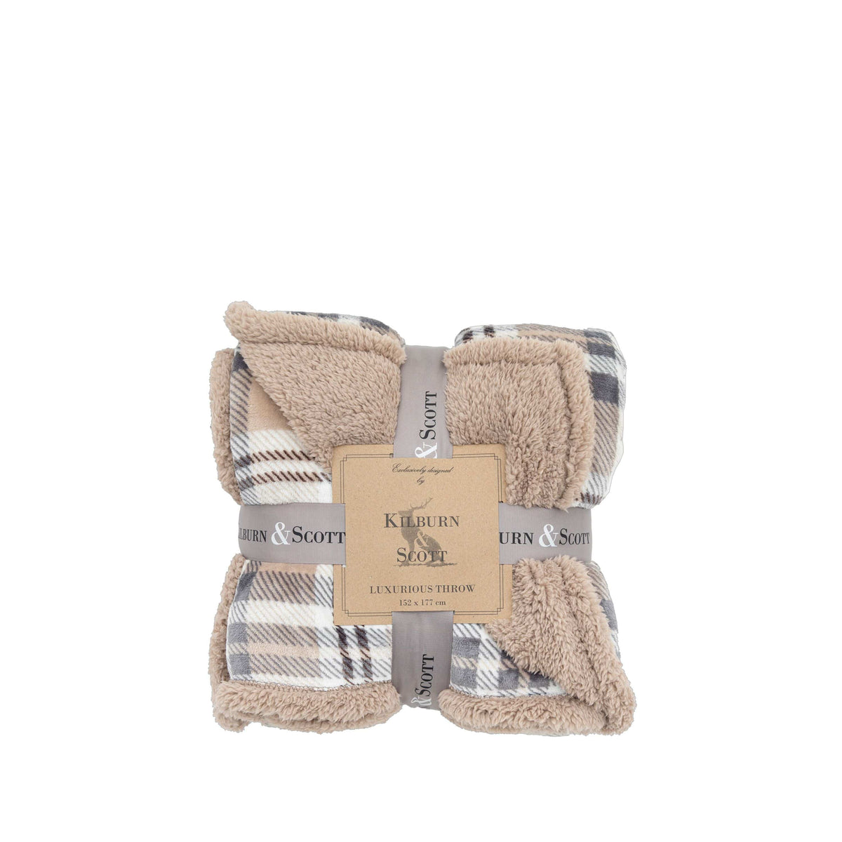 Tartan Sherpa Throw Natural.