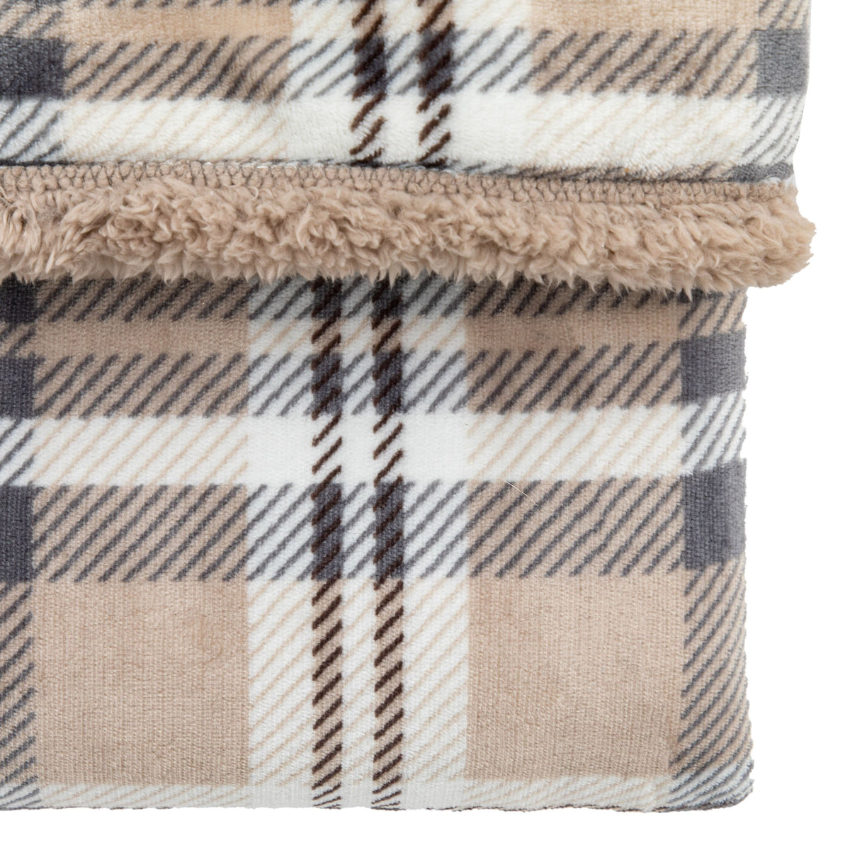 Tartan Sherpa Throw Natural.
