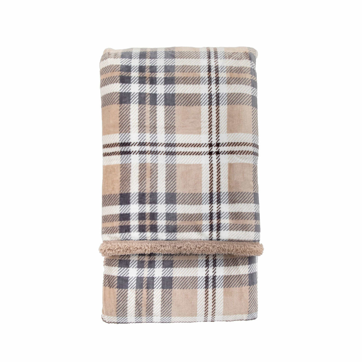 Tartan Sherpa Throw Natural.