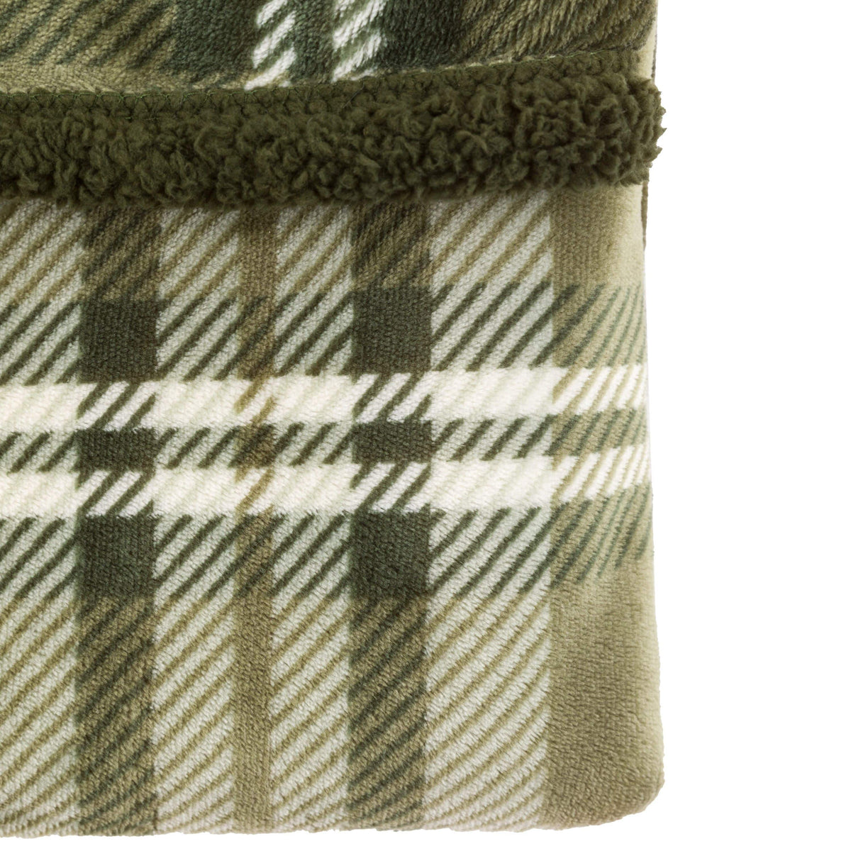 Bodhi Accessories Tartan Sherpa Throw Olive House of Isabella UK