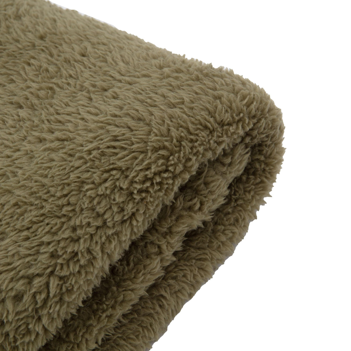 Teddy Fleece Throw Olive.