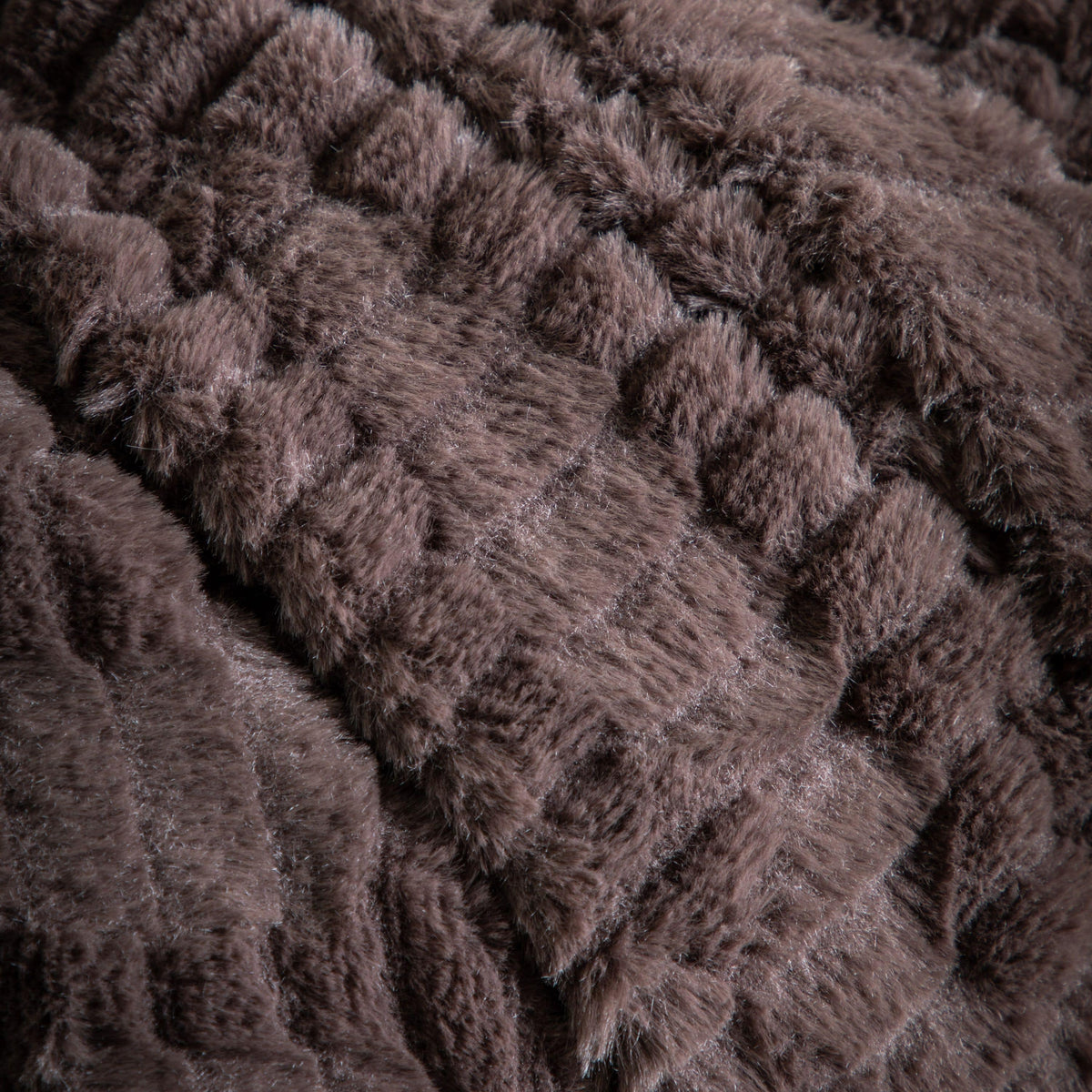 Textured Rabbit Fur Throw Brown.