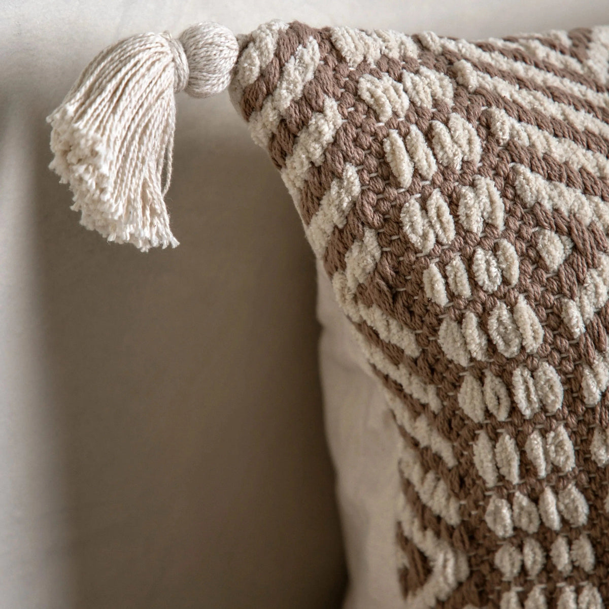 Bodhi Accessories Thea Woven Cushion Cream House of Isabella UK