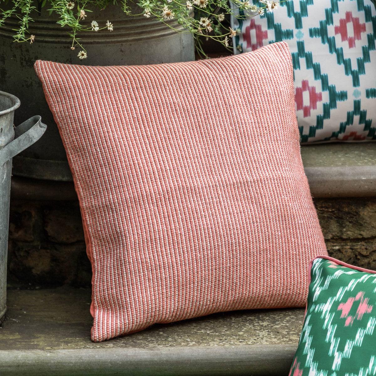 Bodhi Accessories Ula Pinstripe Cushion Apricot House of Isabella UK
