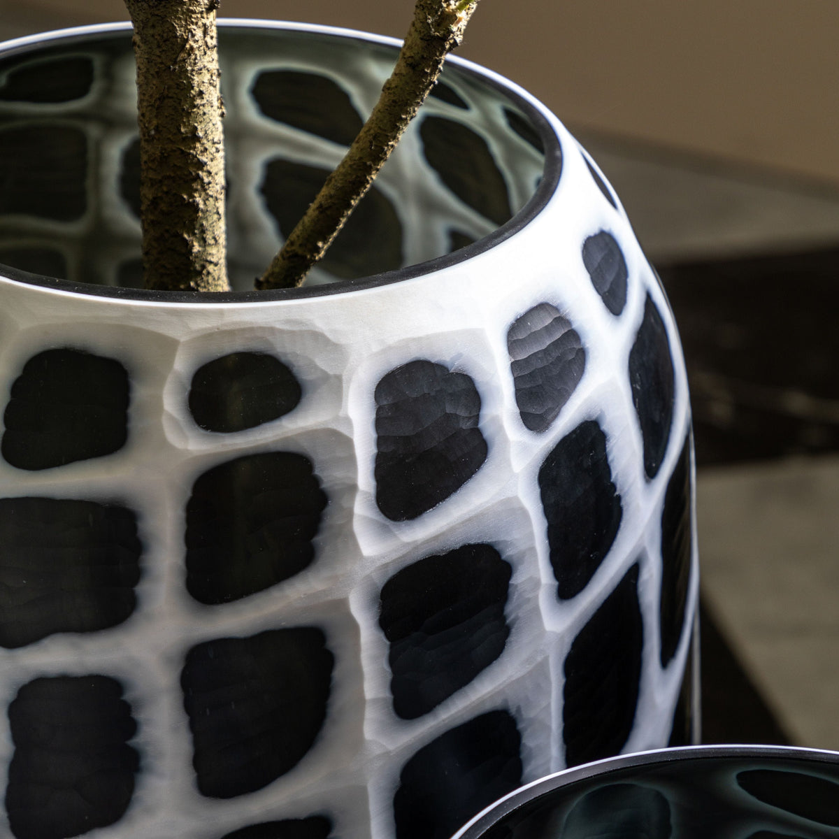 Bodhi Accessories Valencia Handblown Carved Mono Glass Vase Large House of Isabella UK