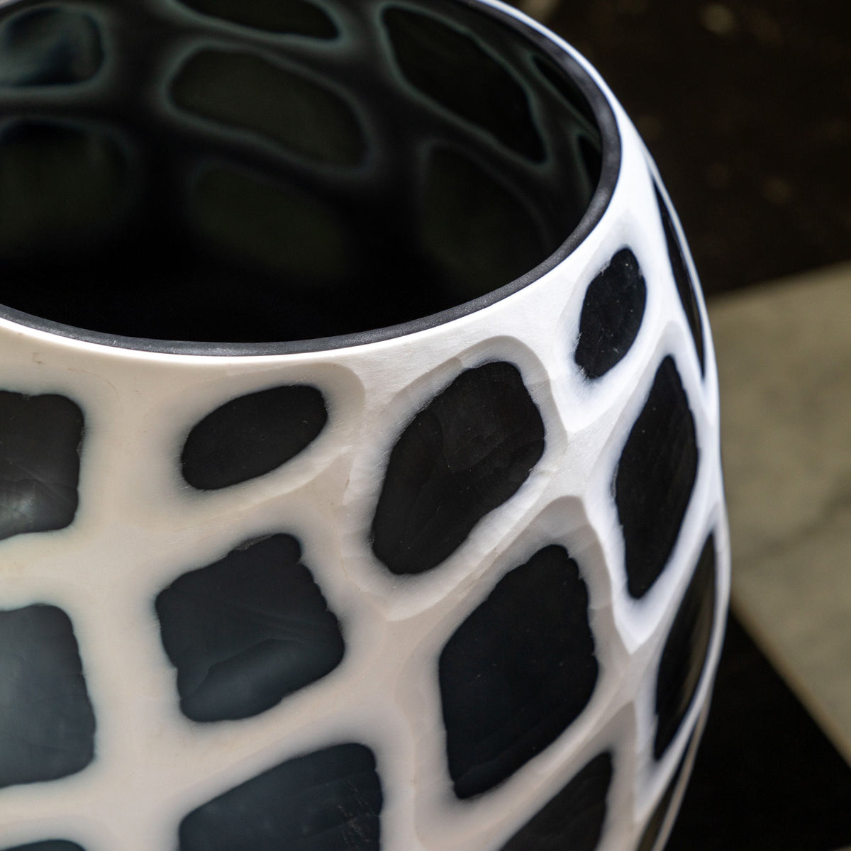 Bodhi Accessories Valencia Handblown Carved Mono Glass Vase Small House of Isabella UK