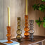 Bodhi Accessories Villena Glass Taper Candlestick Amber House of Isabella UK