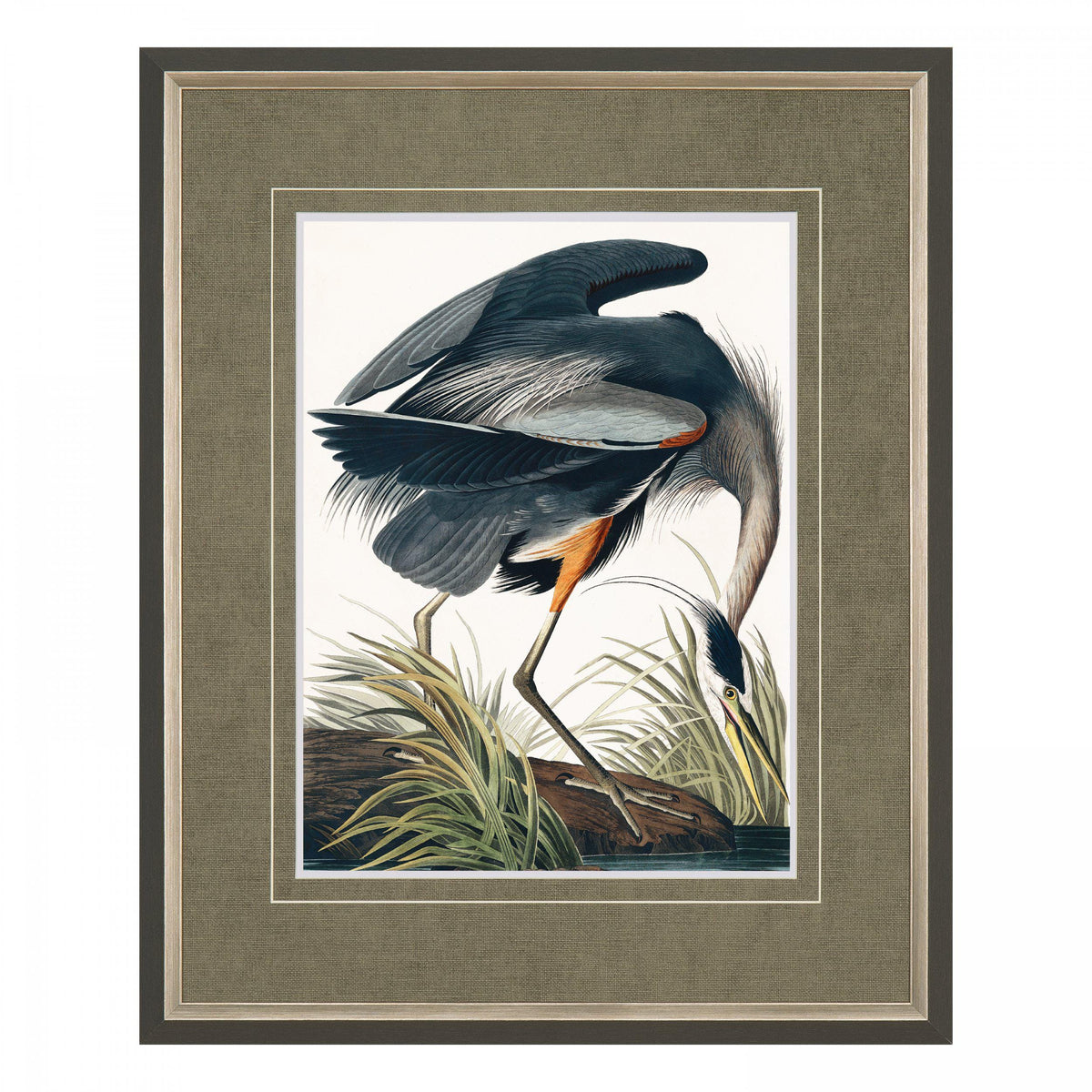 Bodhi Accessories Vintage Blue Heron Small Framed Art House of Isabella UK