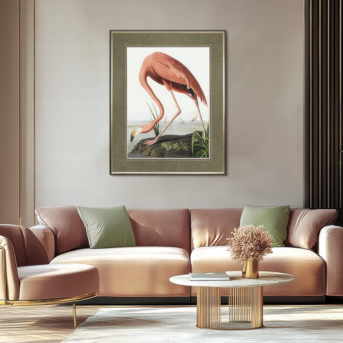 Bodhi Accessories Vintage Flamingo Framed Art Large House of Isabella UK