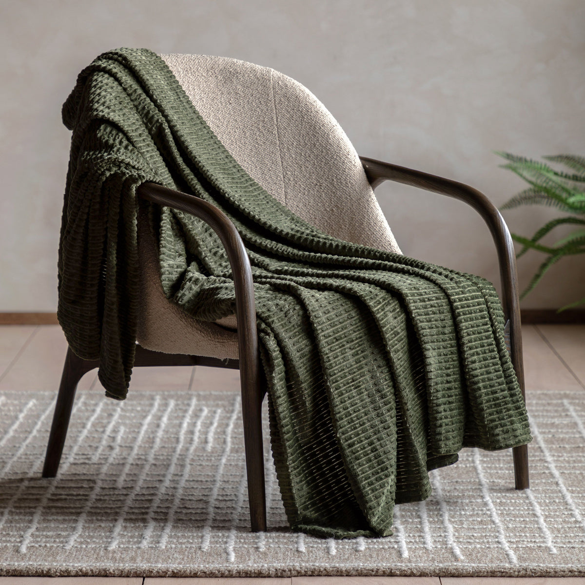 Bodhi Accessories Winson Flannel Throw Olive House of Isabella UK