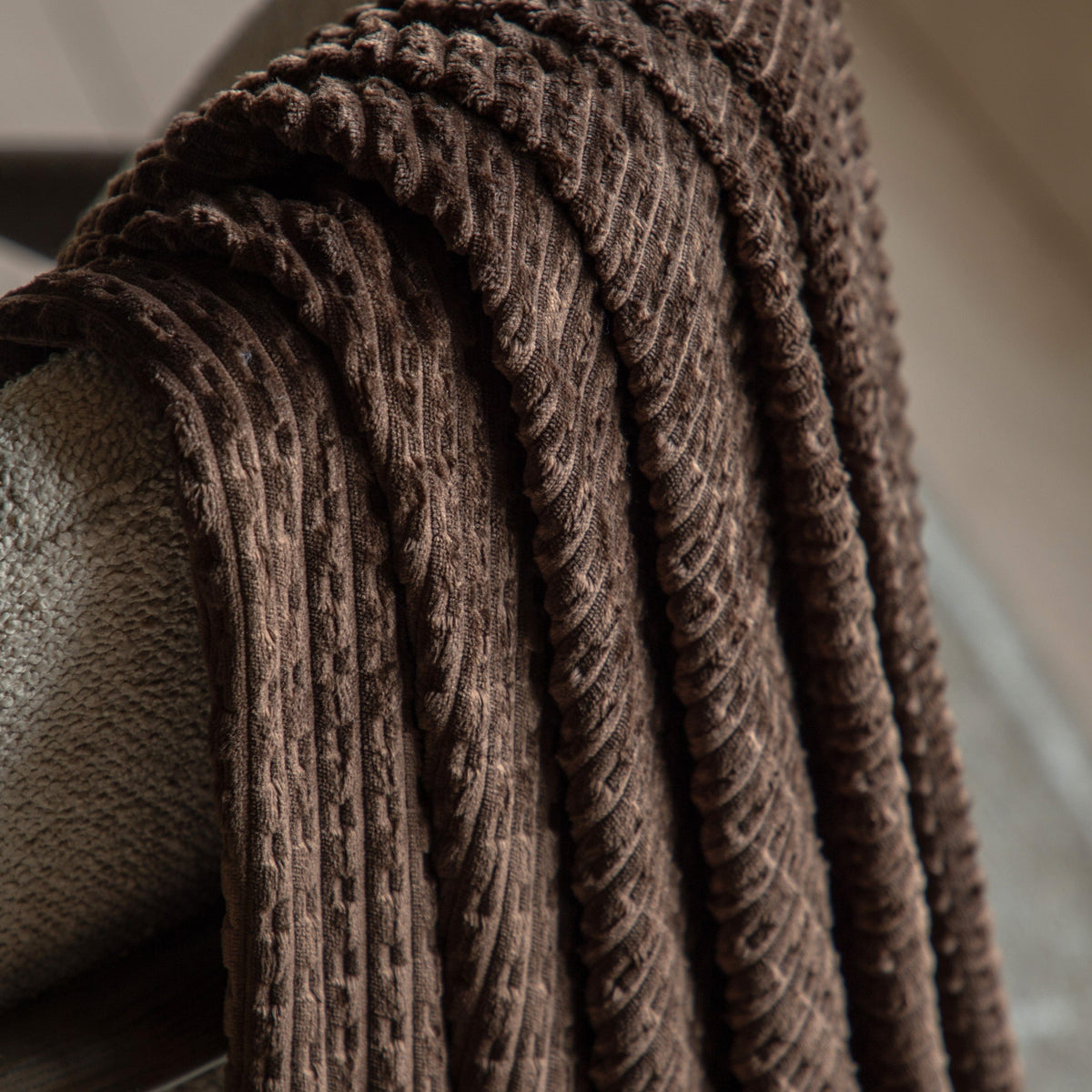 Bodhi Accessories Winson Flannel Throw Taupe House of Isabella UK