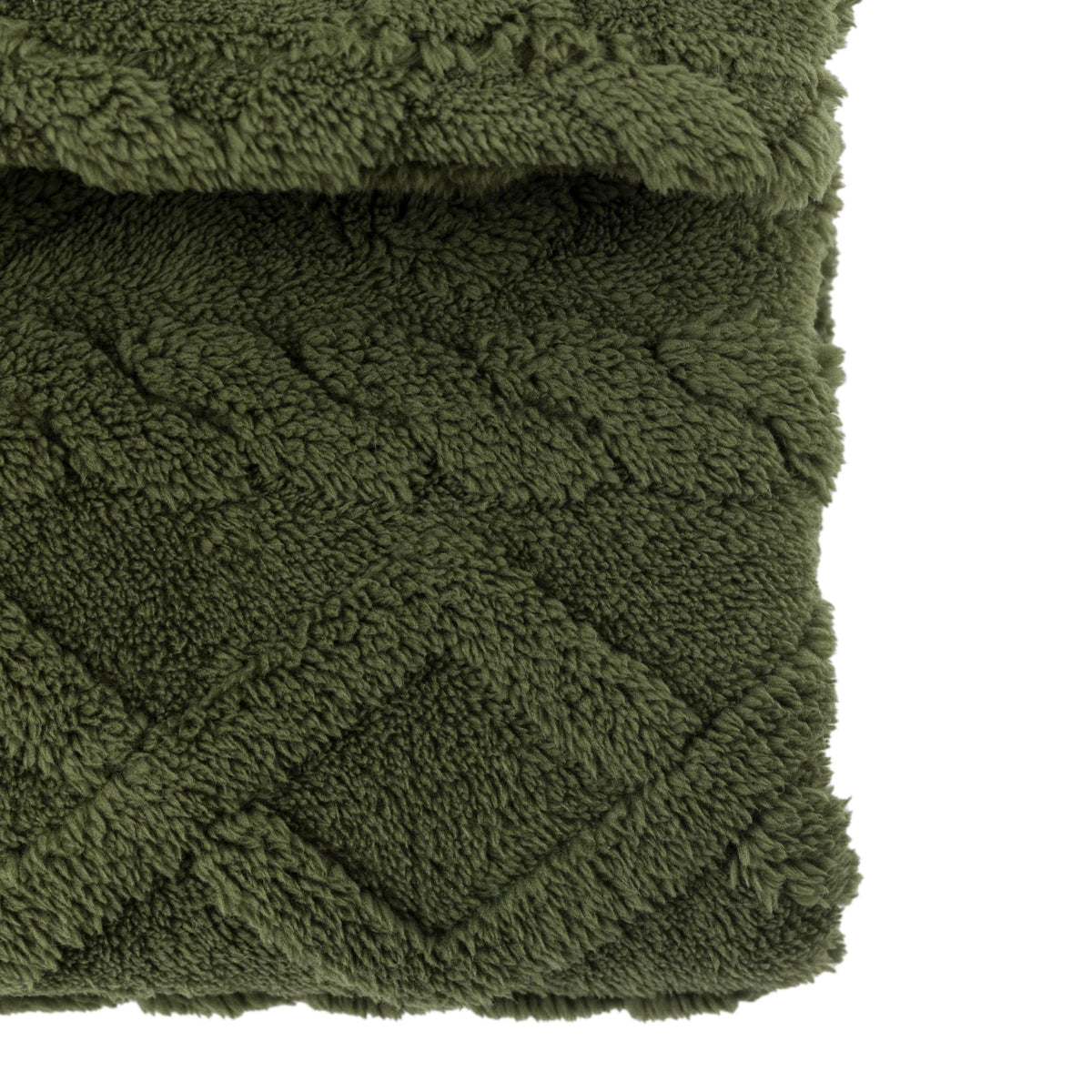 Bodhi Accessories Woodland Cable Knit Throw Forest Green House of Isabella UK