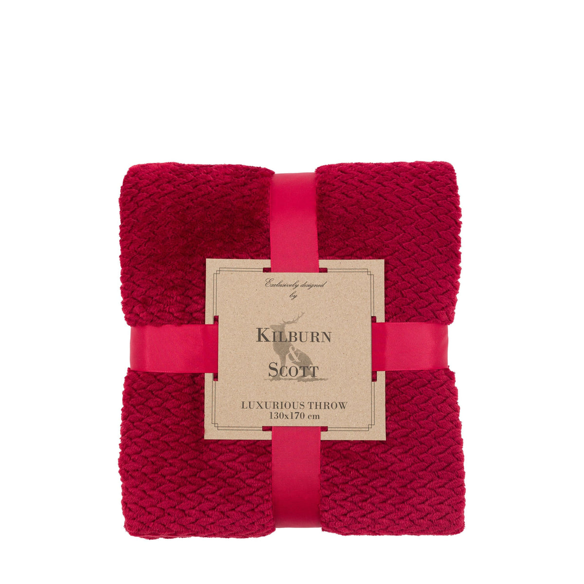 Bodhi Accessories Woodland Chevron Embossed Throw Red House of Isabella UK