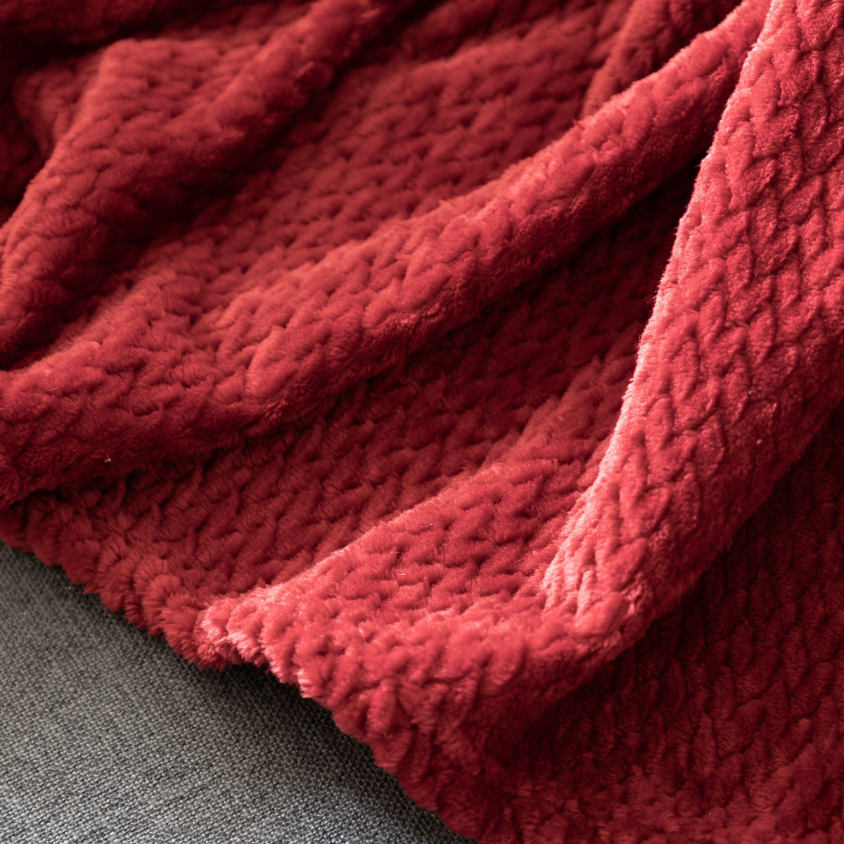 Bodhi Accessories Woodland Chevron Embossed Throw Red House of Isabella UK