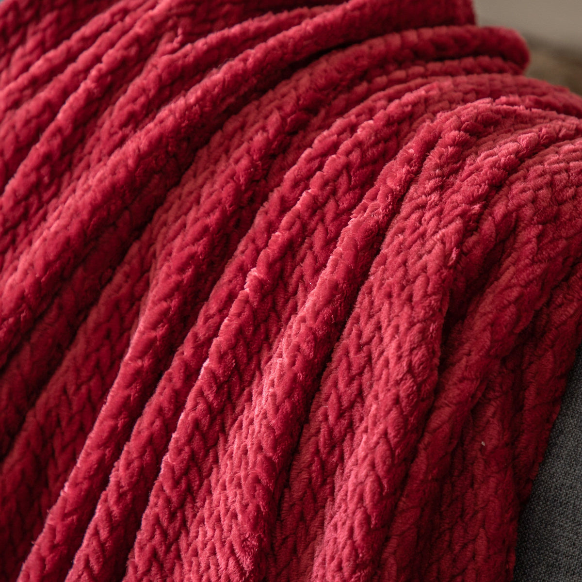 Bodhi Accessories Woodland Chevron Embossed Throw Red House of Isabella UK