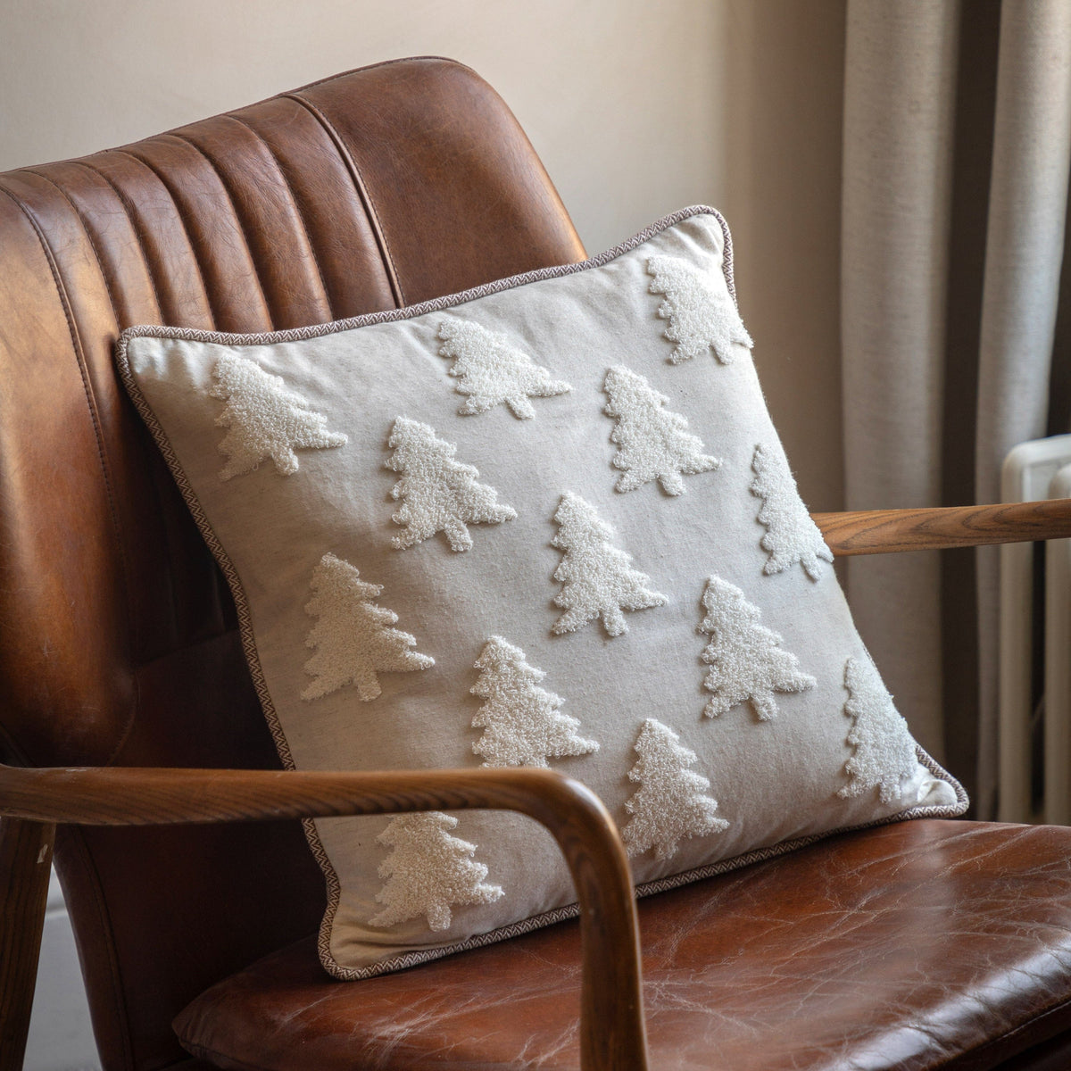 Bodhi Accessories Woodland Embroidered Tree Cushion House of Isabella UK