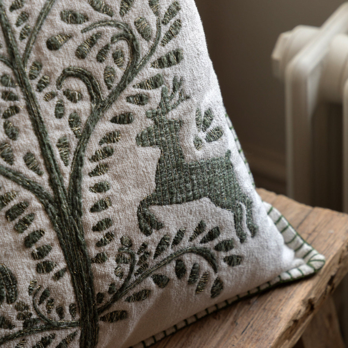 Bodhi Accessories Woodland Tree Scene Embroidered Cushion House of Isabella UK