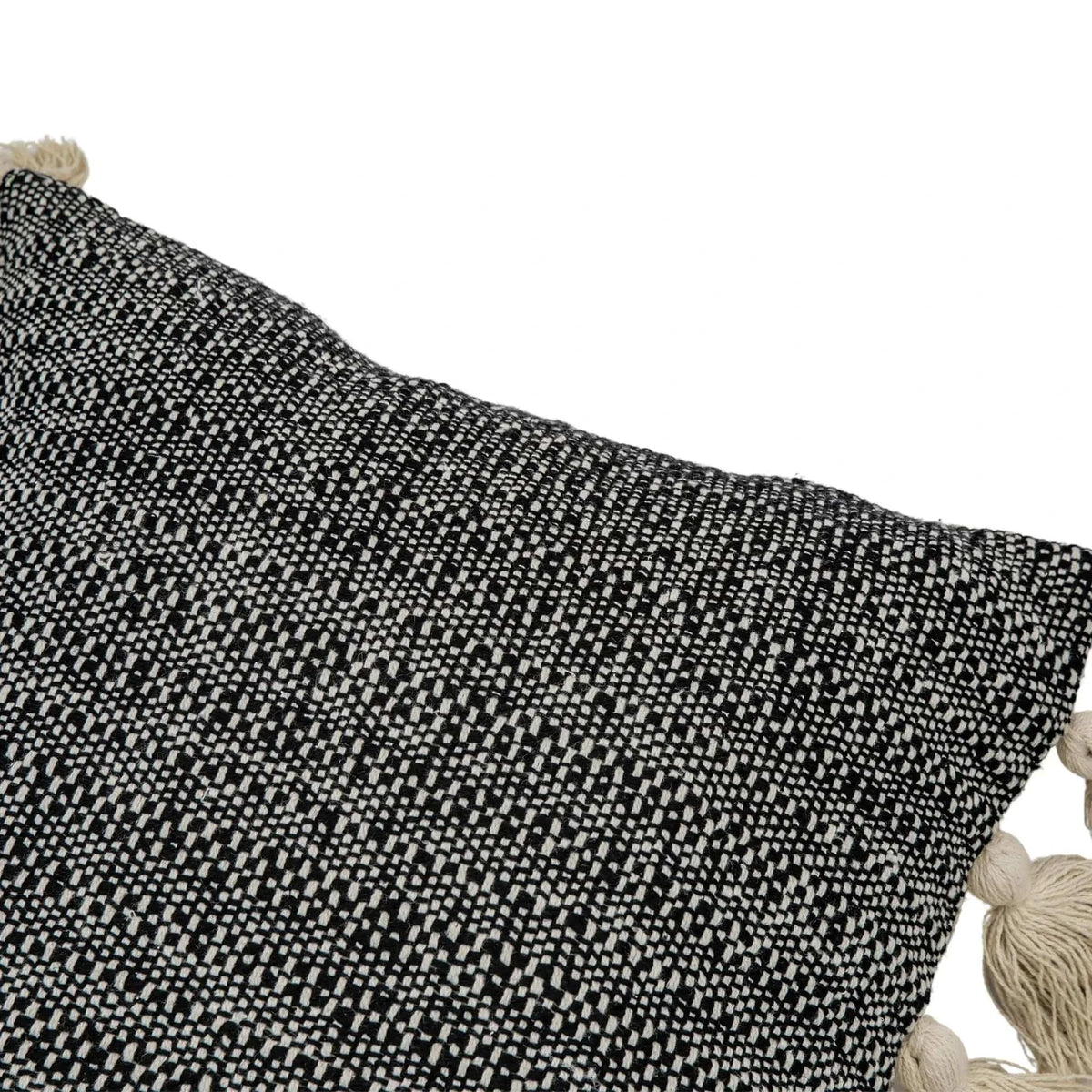 Bodhi Accessories Woven Cushion with Tassels Black House of Isabella UK