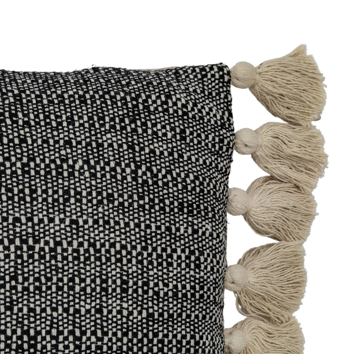 Bodhi Accessories Woven Cushion with Tassels Black House of Isabella UK