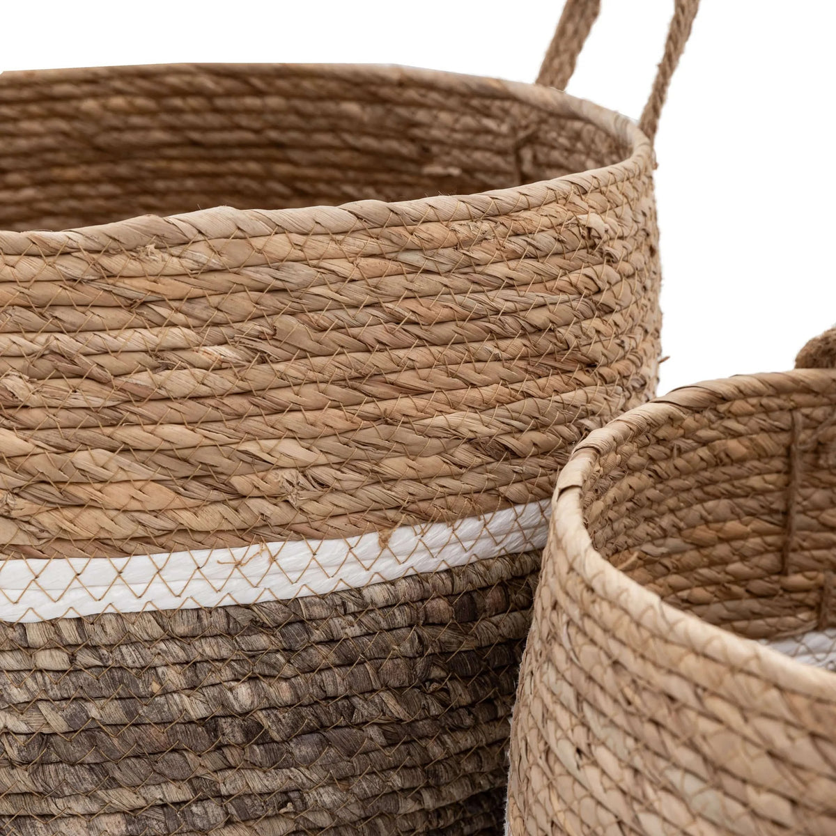 Bodhi Accessories Woven Storage Basket Contrast Stripe Set of 2 House of Isabella UK