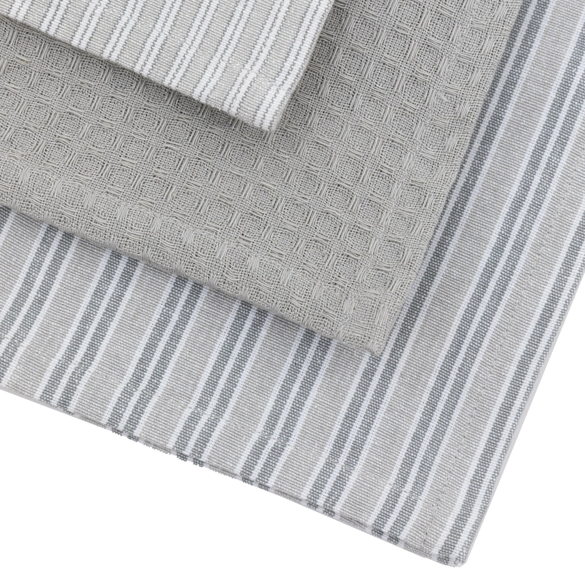 Bodhi Accessories Woven Striped Tea Towel Grey 3pk House of Isabella UK
