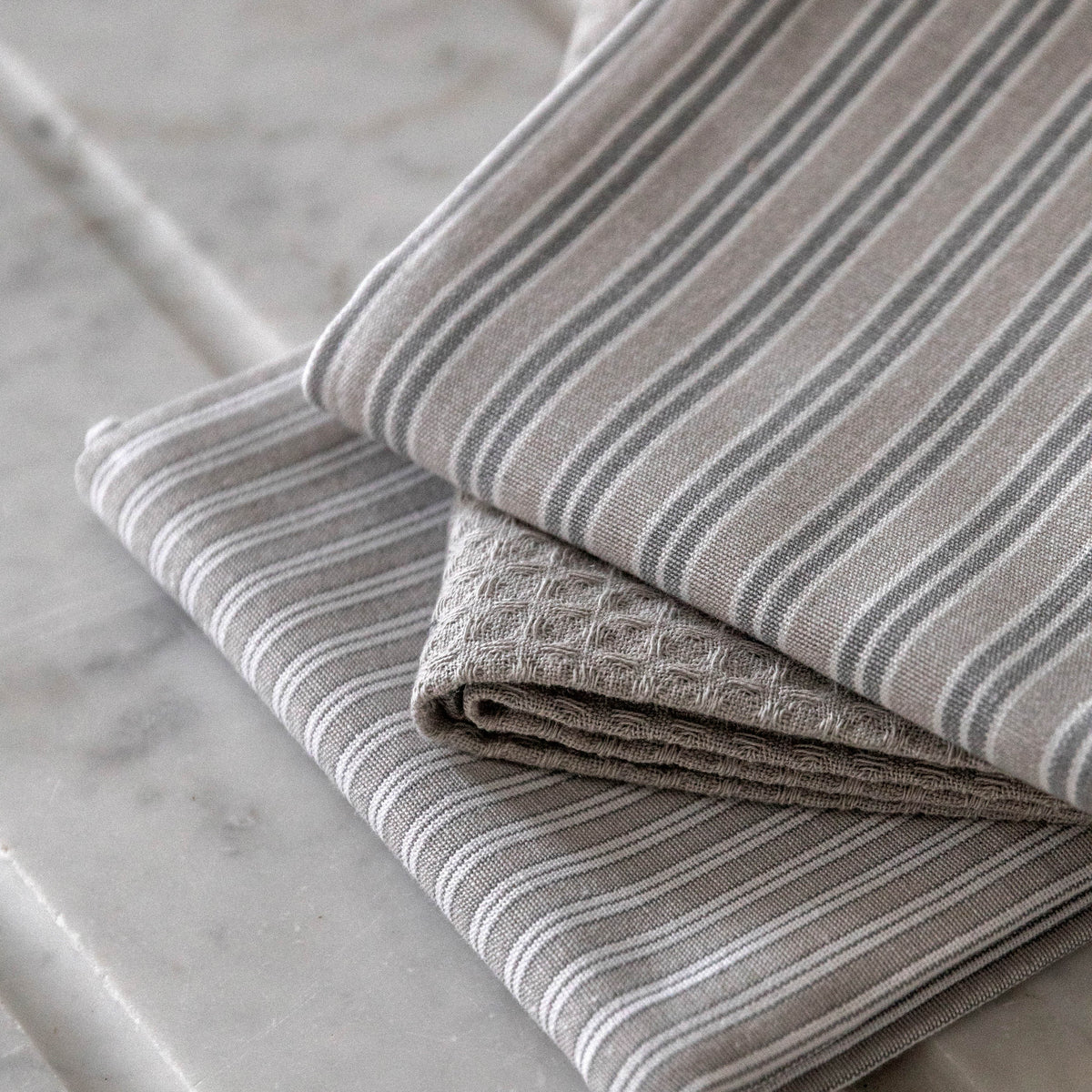 Bodhi Accessories Woven Striped Tea Towel Grey 3pk House of Isabella UK