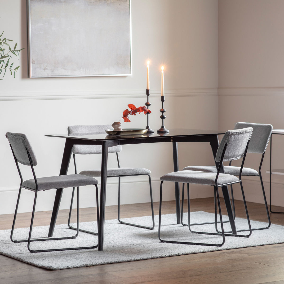 Barwick Rectangle Dining Table Black 1200x800x750mm.