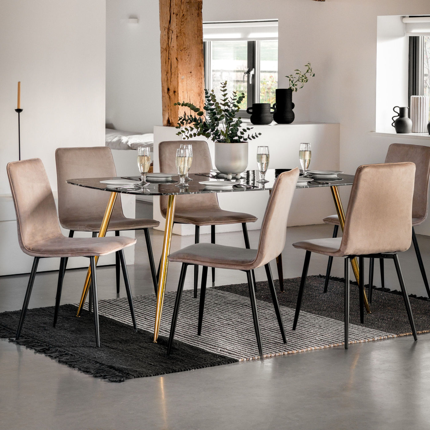 Bodhi Dining Burnrigg Dining Table - Black/Gold House of Isabella UK