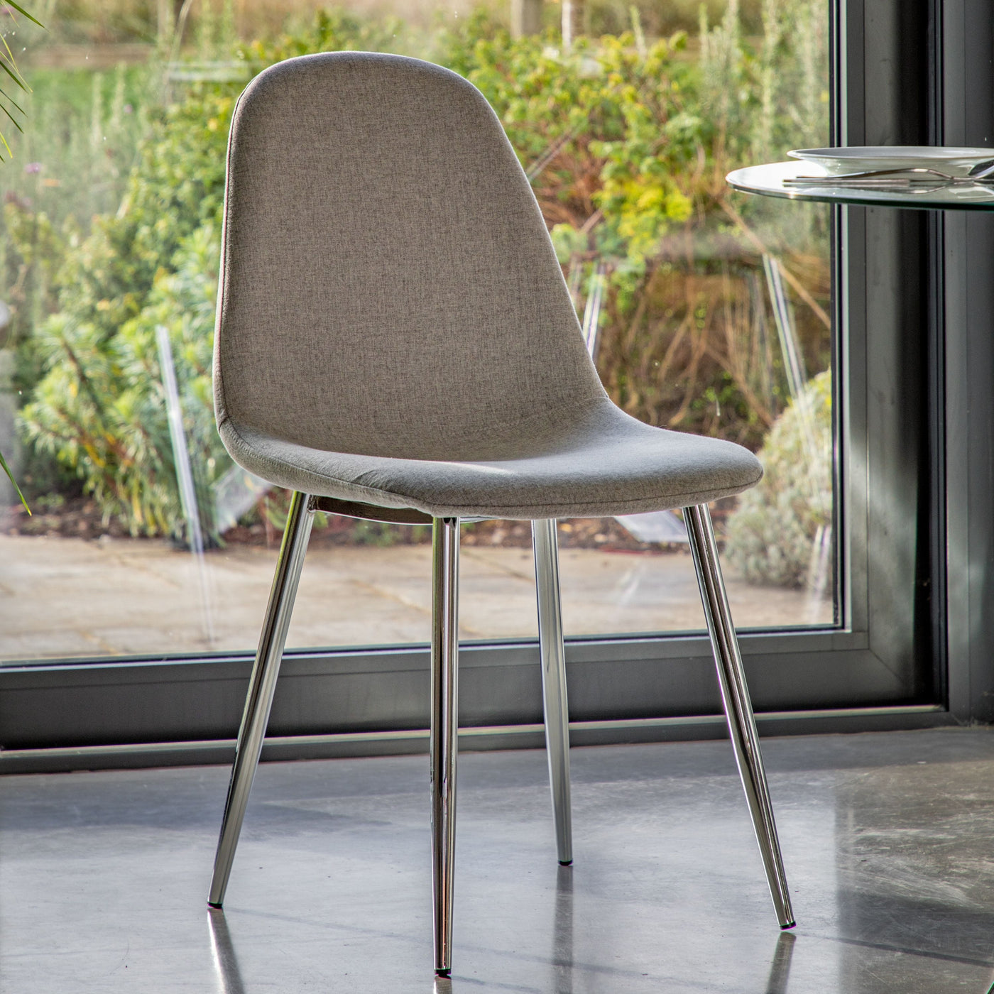 Bodhi Dining Ditcheat Dining Chair 2pk - Chrome/Grey House of Isabella UK