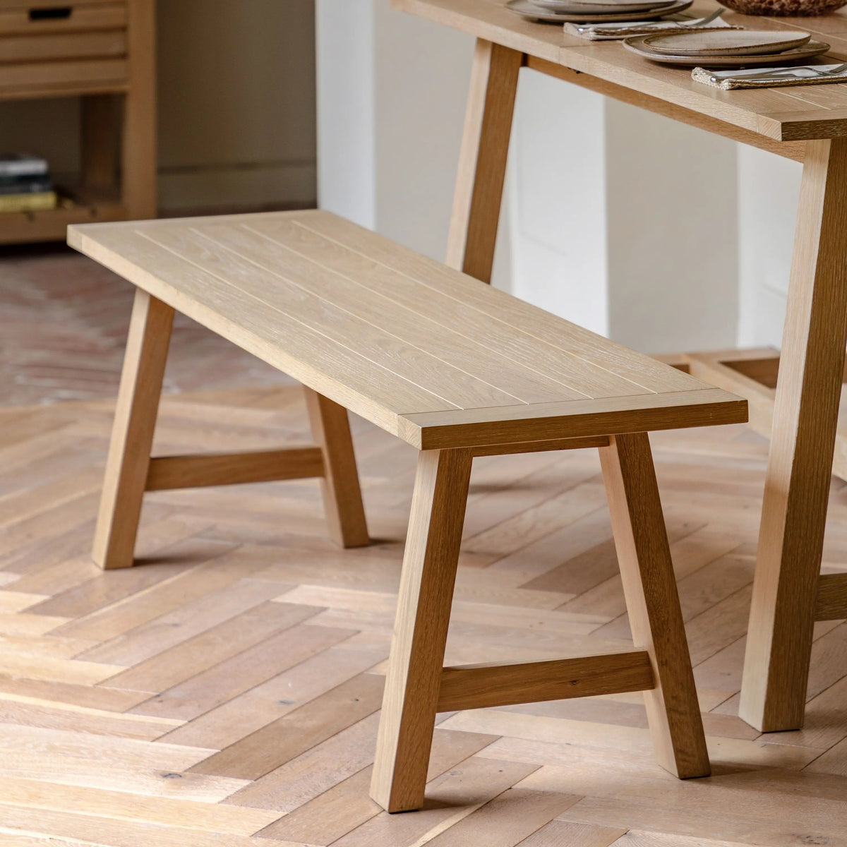 Bodhi Dining Eton Trestle Dining Bench Natural House of Isabella UK