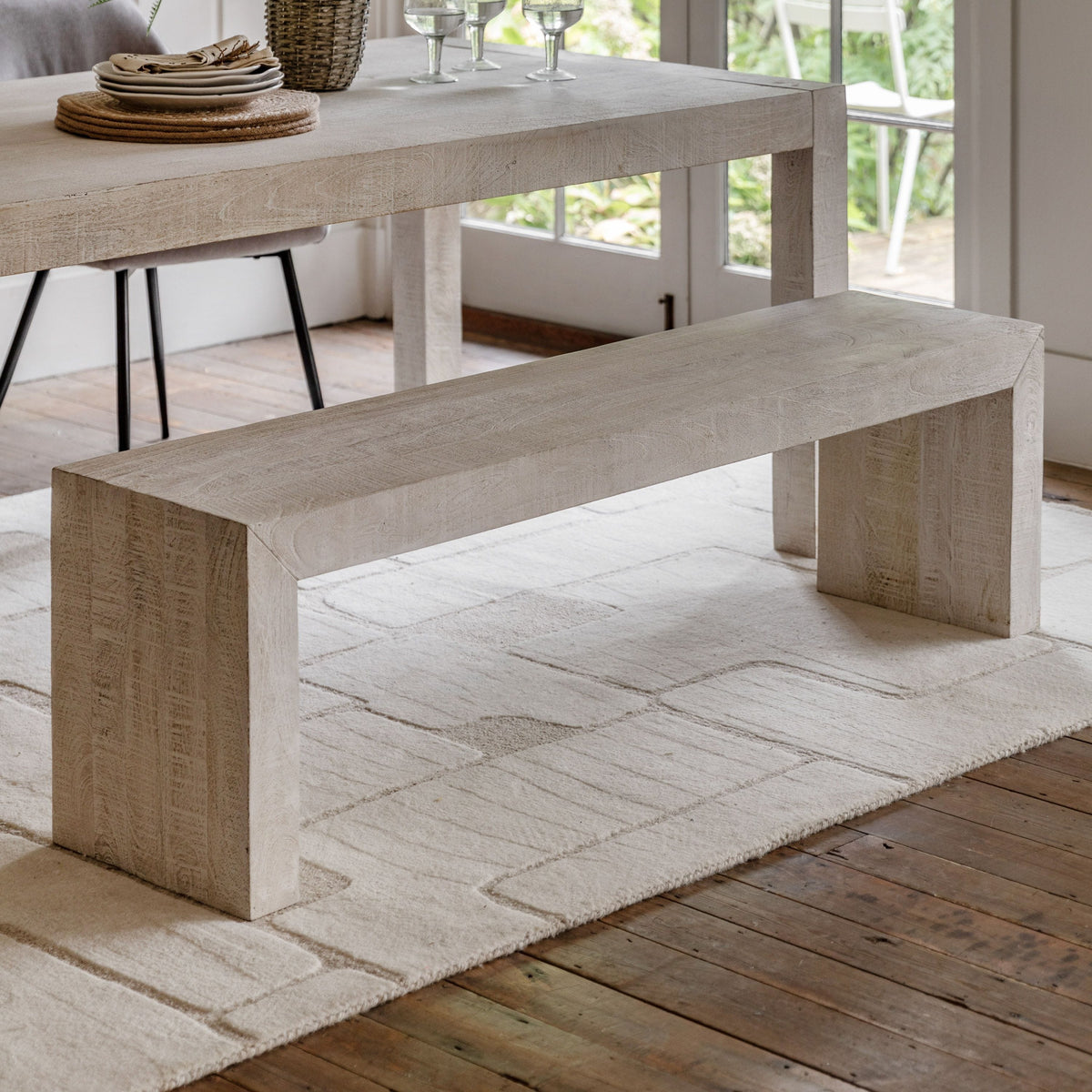 Bodhi Dining Iowa Dining Bench Whitewash House of Isabella UK