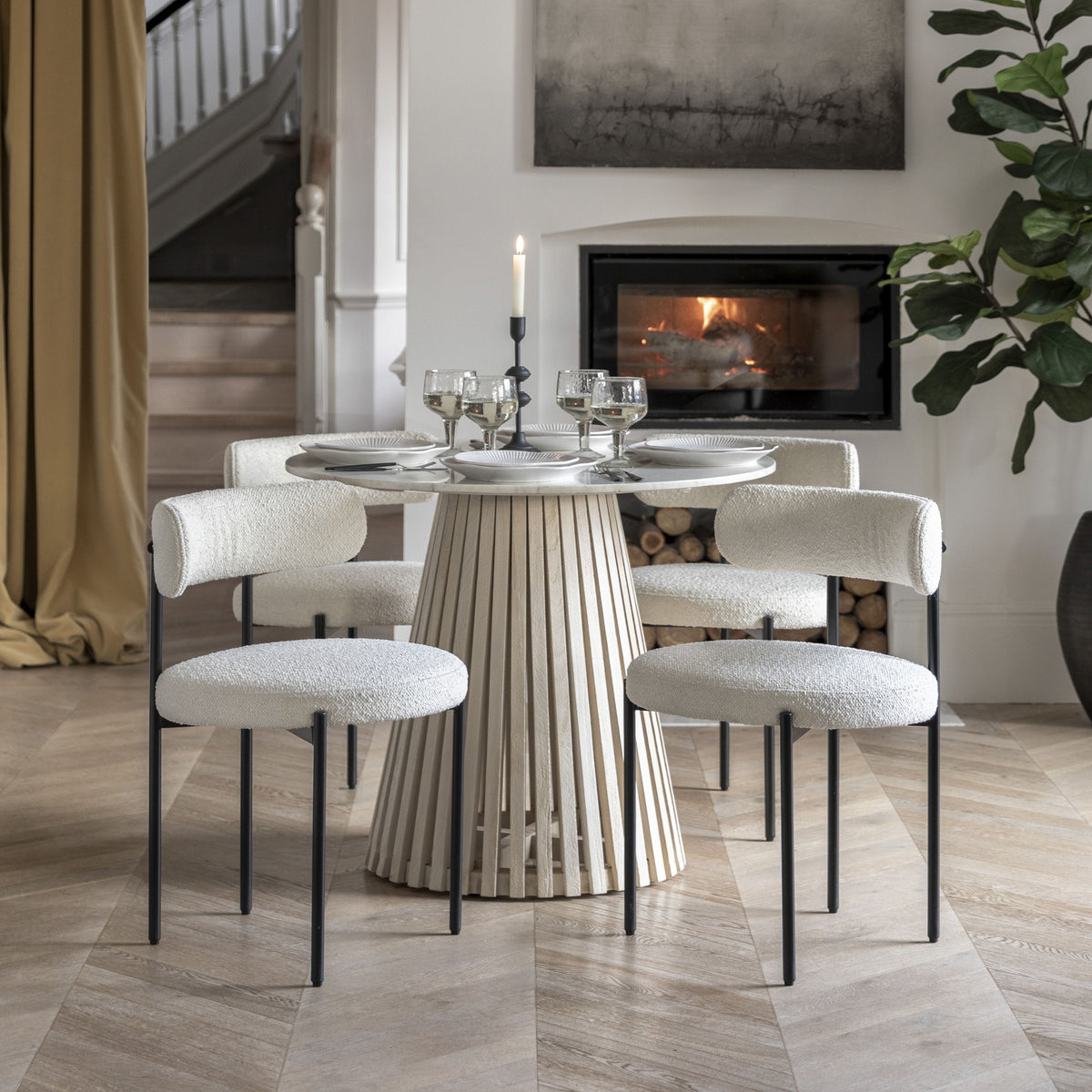 Paisley Dining Chair Vanilla (2pk).