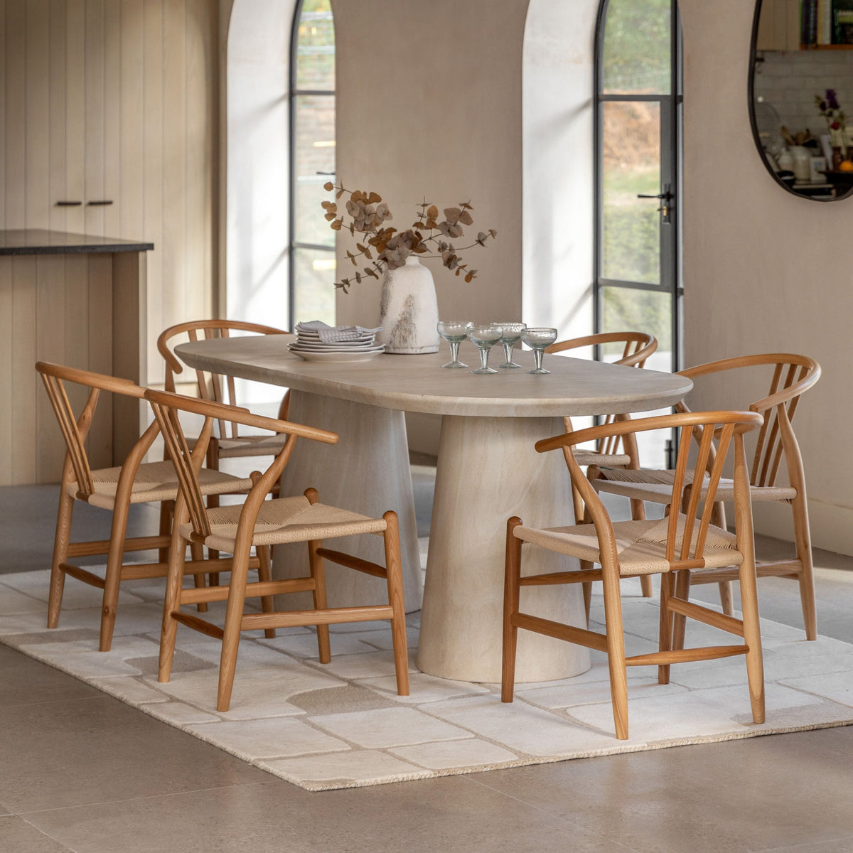 Bodhi Dining Pedra Oval Dining Table Travertine House of Isabella UK