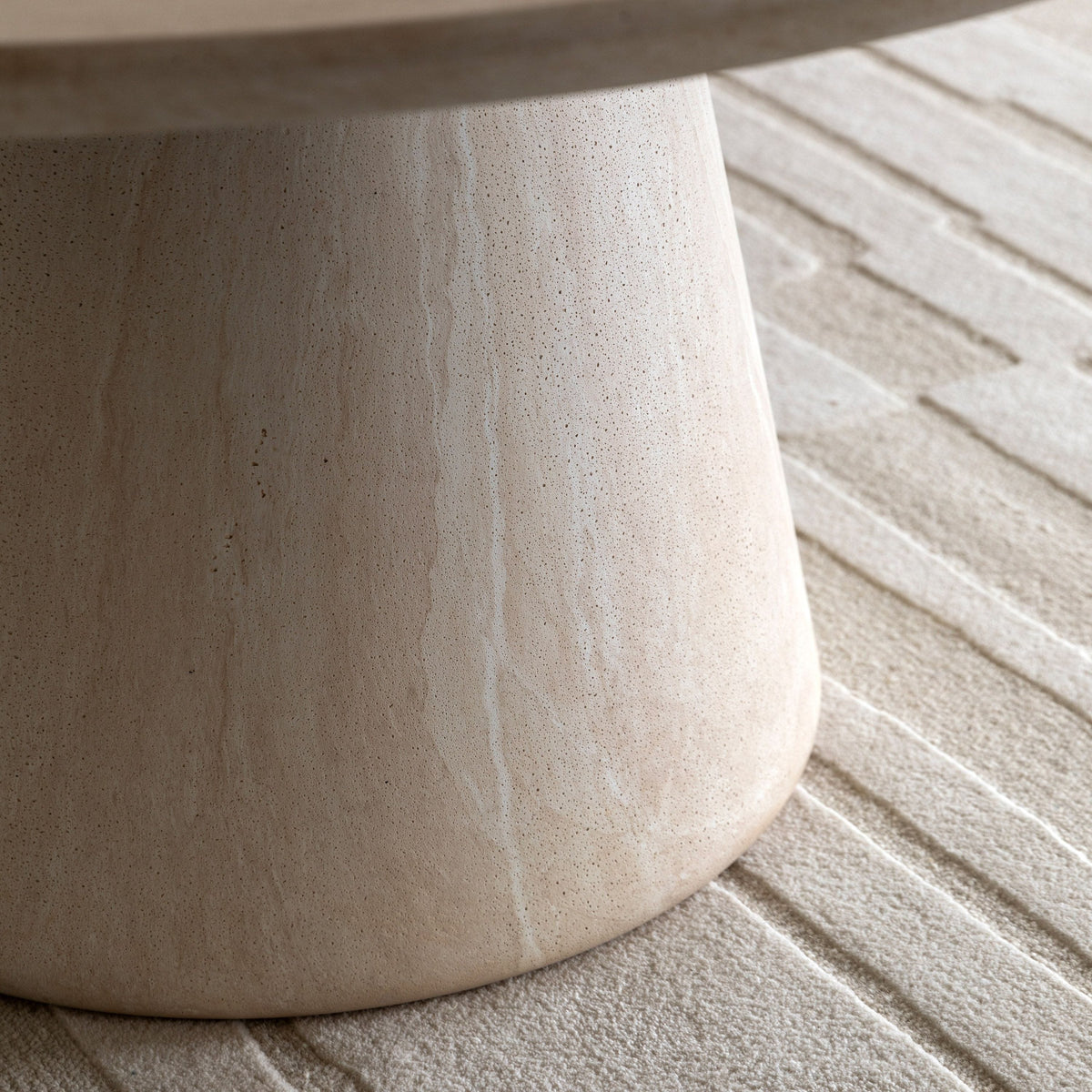 Bodhi Dining Pedra Round Dining Tble Travertine House of Isabella UK